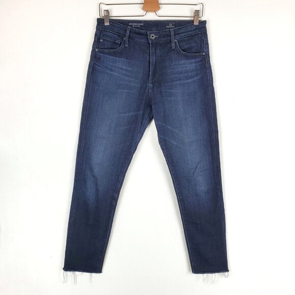 AG Adriano Goldschmied The Farrah Skinny High Rise Cropped Raw Hem Jeans Size 28 - Picture 1 of 10
